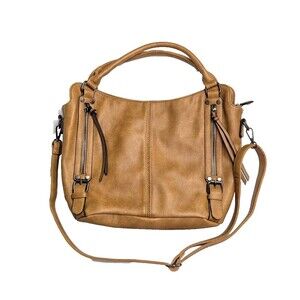 REALER Women’s Camel Brown Leather Hobo Handbag Shoulder Bag Purse